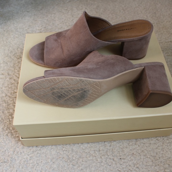 Suede Peep Toe Heel Slip On Mules Chunky Suede Shoes Size 10 - Picture 4 of 8